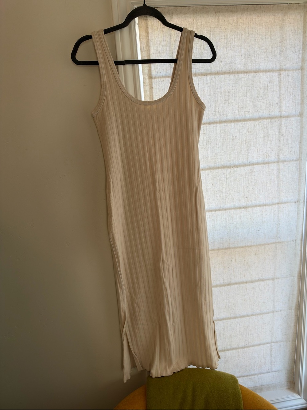 aerie Ribbed Sleeveless Midi Dress in Cream
